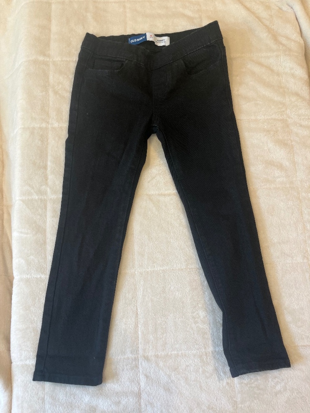 Black denim pull-on jeans